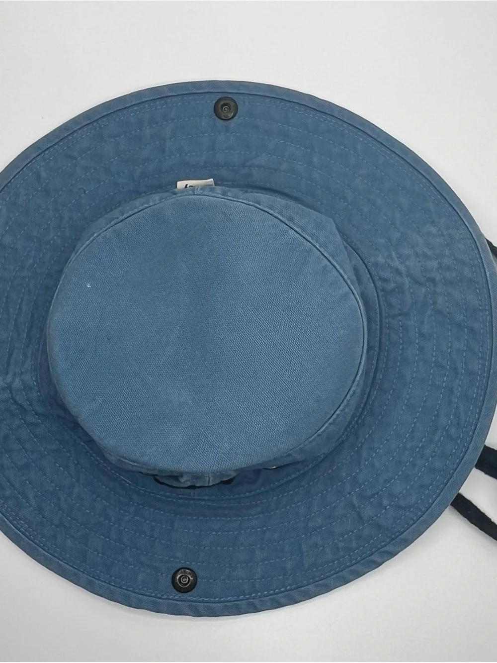 Kids Tilley Light Blue Cotton Vented Sun Bucket Hat with Chin strap